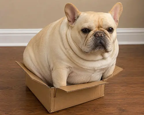 Cream French Bulldog relaxing at home.
