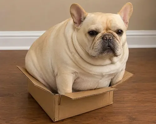 Cream French Bulldog relaxing at home.