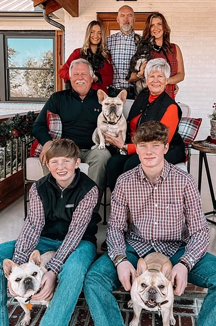 Longtime Must Be Frenchies family with six French Bulldogs years after their first puppy