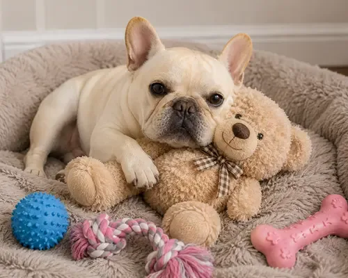 French Bulldog puppy enjoying time with its family.